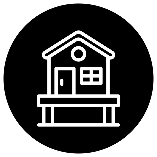 Ilustración del diseño del icono vectorial de la cabaña