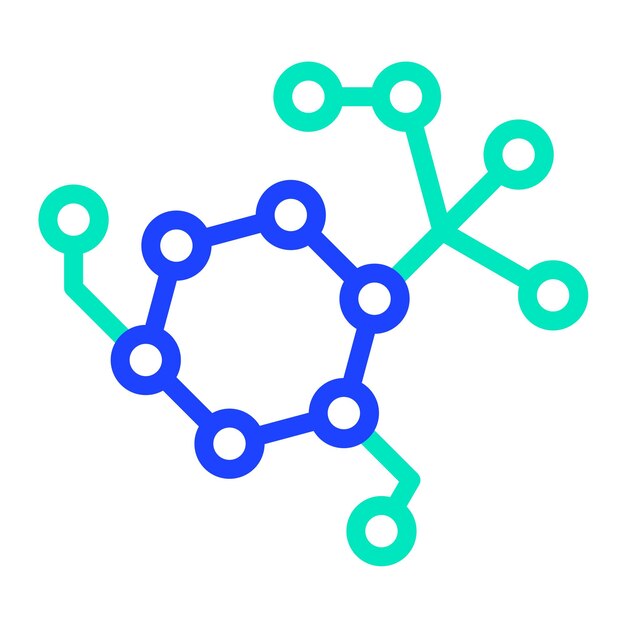 Ilustración del diseño del icono vectorial de la cadena de moléculas
