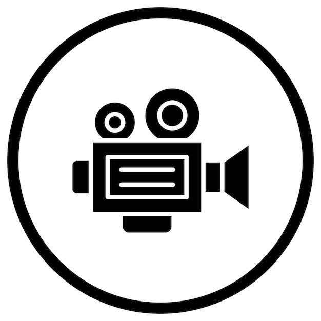 Ilustración del diseño del icono vectorial de la cámara de cine