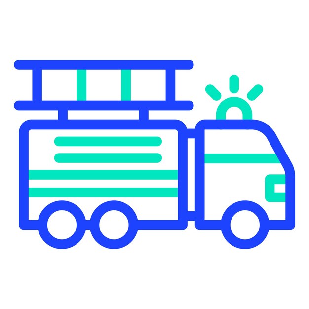 Ilustración del diseño del icono vectorial del camión de bomberos