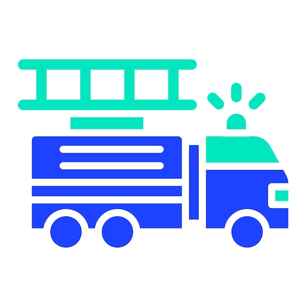 Ilustración del diseño del icono vectorial del camión de bomberos