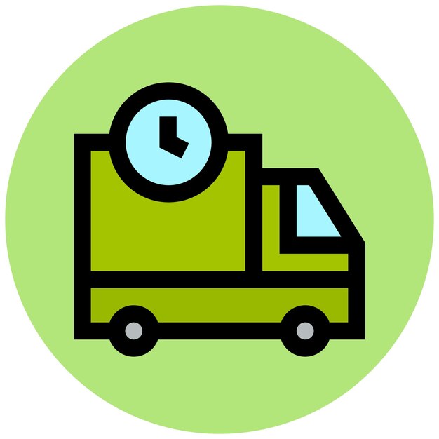 Ilustración del diseño del icono vectorial del camión de entrega