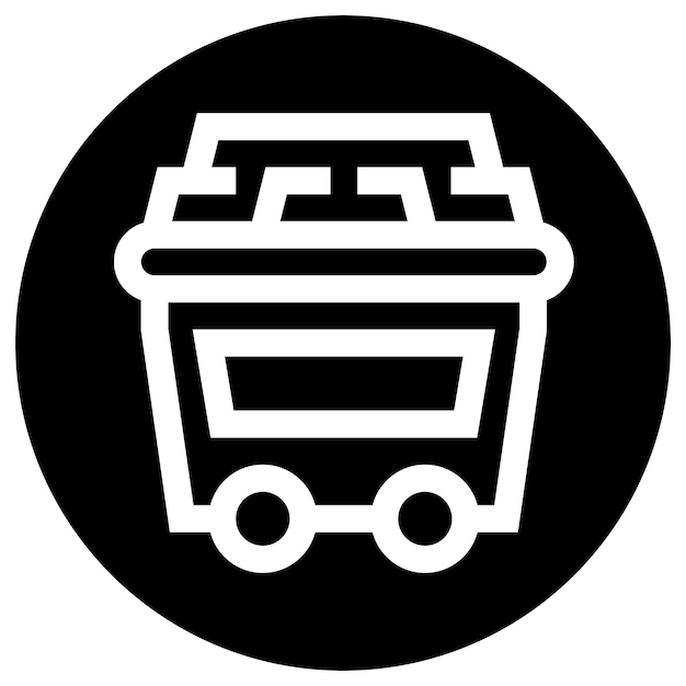 Ilustración del diseño del icono vectorial del carrito de carbón