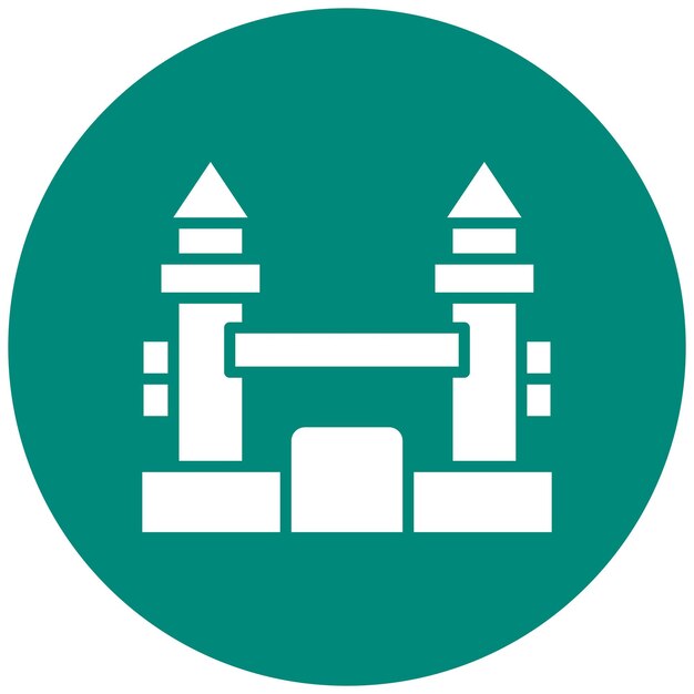 Ilustración del diseño del icono vectorial del castillo inflable