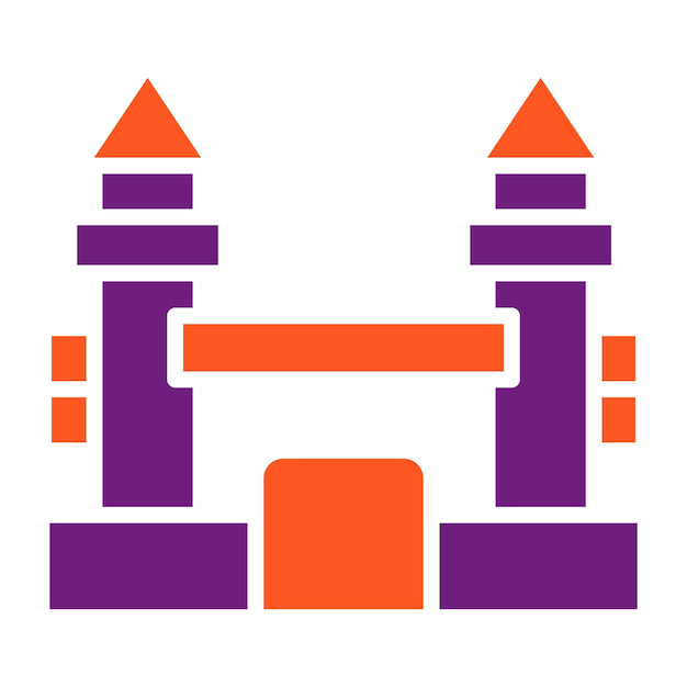Ilustración del diseño del icono vectorial del castillo inflable