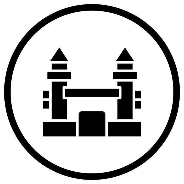 Ilustración del diseño del icono vectorial del castillo inflable