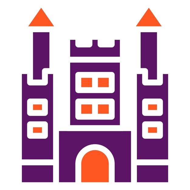 Ilustración del diseño del icono vectorial del castillo