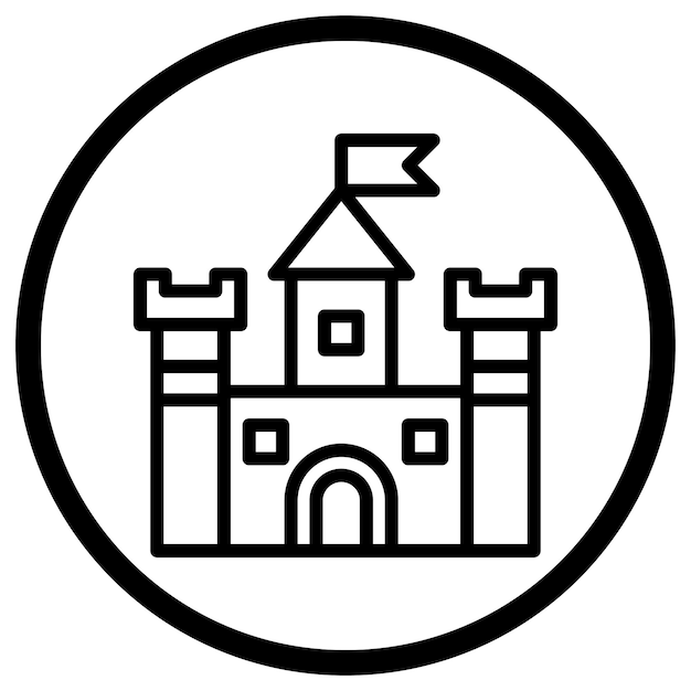 Ilustración del diseño del icono vectorial del castillo