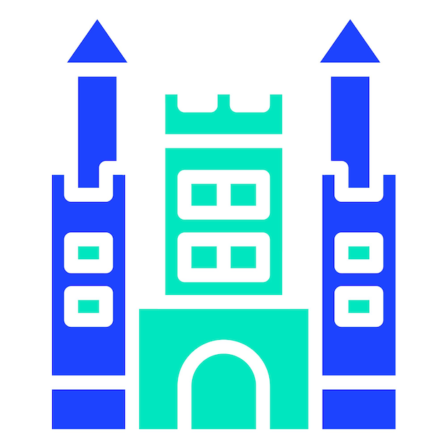 Ilustración del diseño del icono vectorial del castillo
