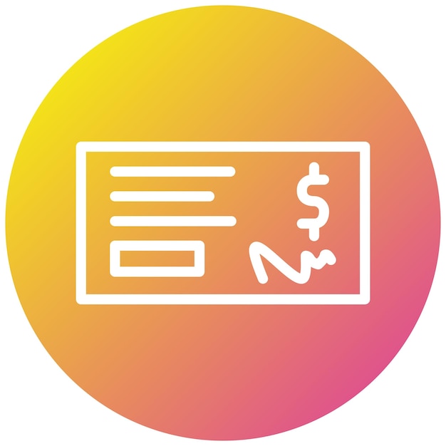 Ilustración del diseño del icono vectorial del cheque bancario