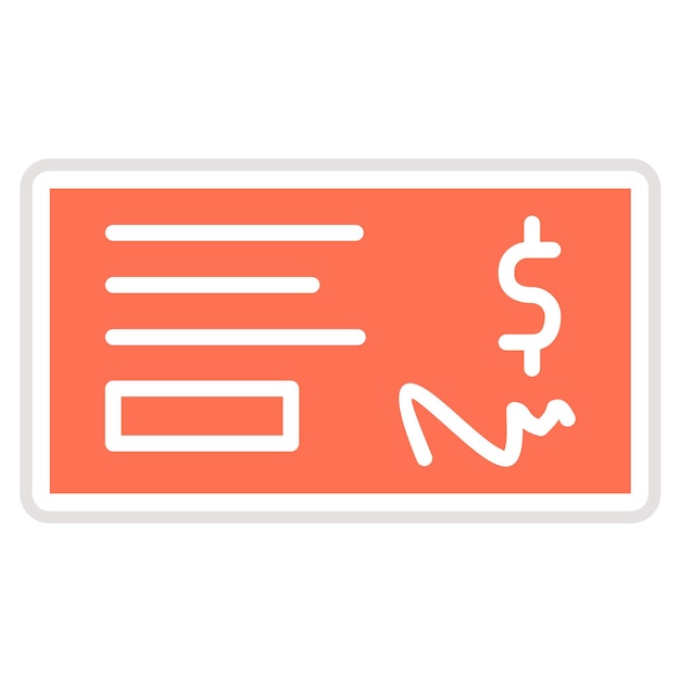 Ilustración del diseño del icono vectorial del cheque bancario