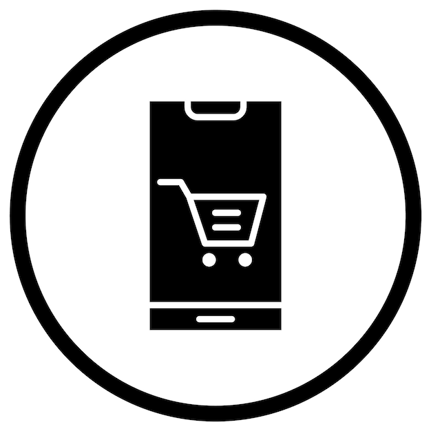 Ilustración del diseño del icono vectorial de compras móviles