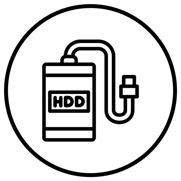 Ilustración del diseño del icono vectorial del disco duro externo