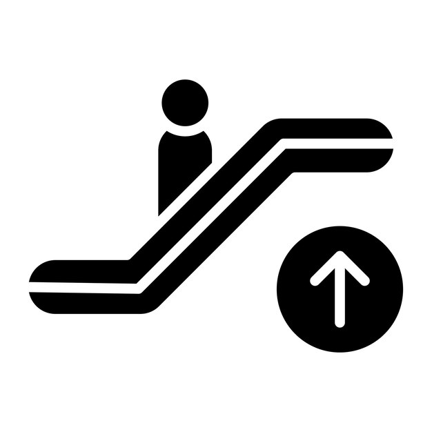 Ilustración del diseño del icono vectorial de la escalera mecánica