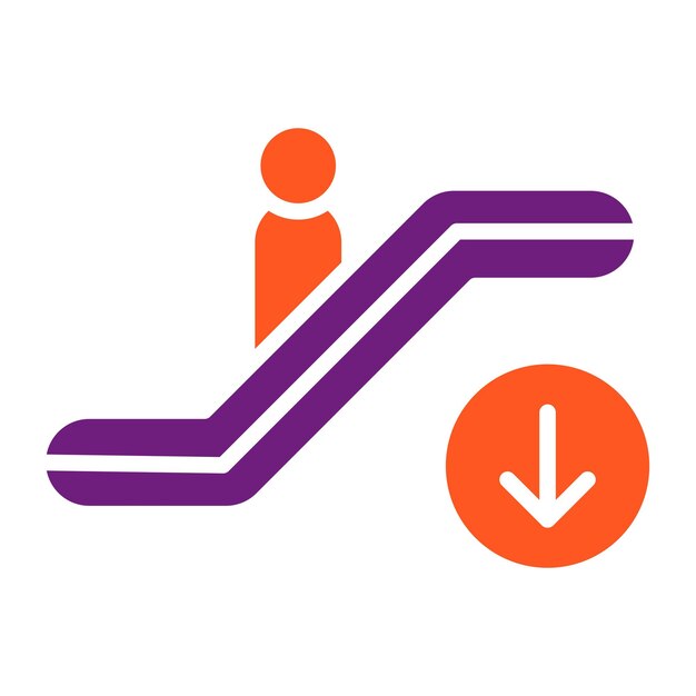 Ilustración del diseño del icono vectorial de la escalera mecánica