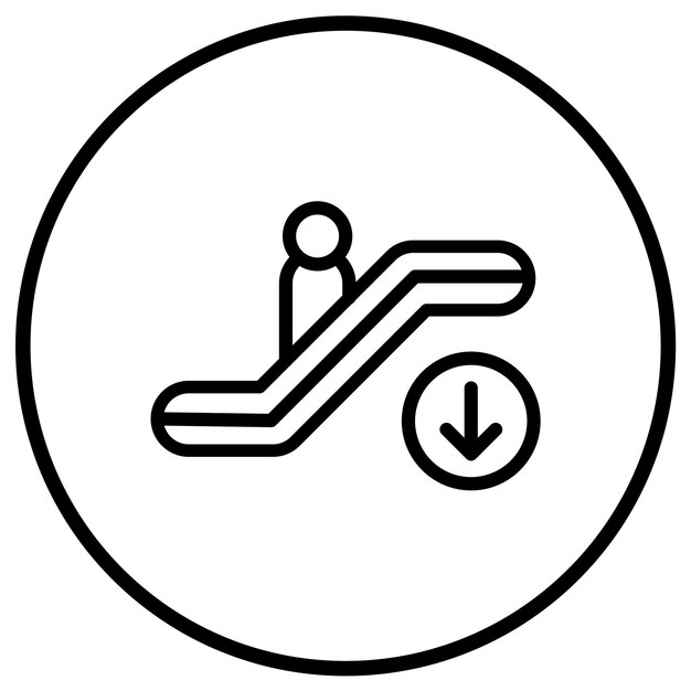 Ilustración del diseño del icono vectorial de la escalera mecánica