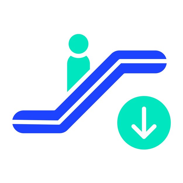 Ilustración del diseño del icono vectorial de la escalera mecánica
