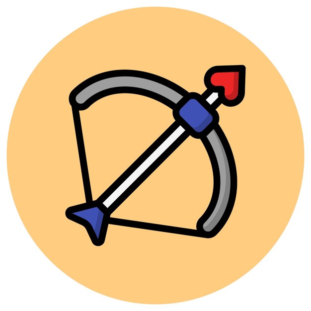 Ilustración del diseño del icono vectorial de la flecha de Cupido