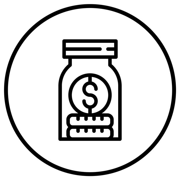 Ilustración del diseño del icono vectorial del frasco de dinero