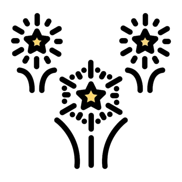 Ilustración del diseño del icono vectorial de fuegos artificiales