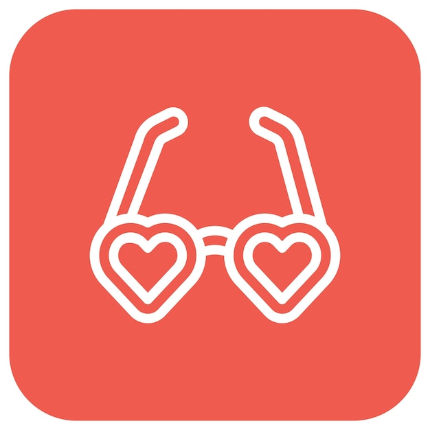 Ilustración del diseño del icono vectorial de las gafas de corazón