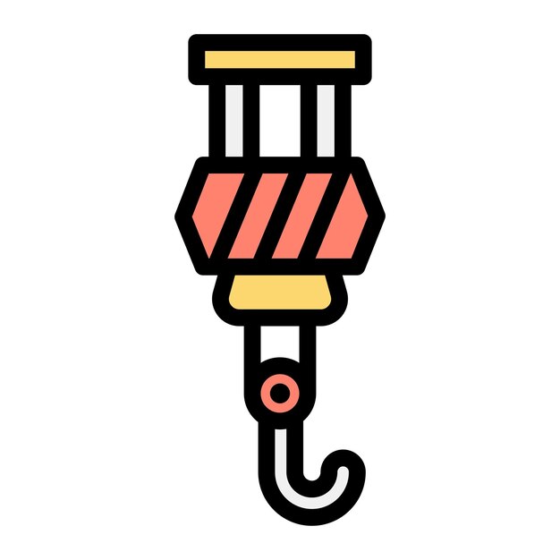 Ilustración del diseño del icono vectorial del gancho de la grúa