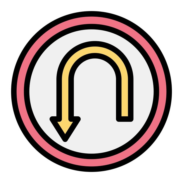 Ilustración del diseño del icono vectorial de giro en U
