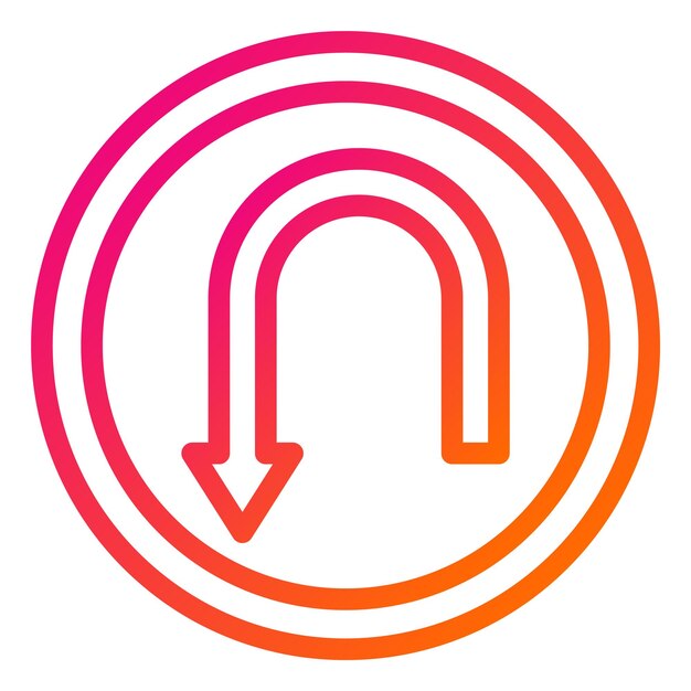 Ilustración del diseño del icono vectorial de giro en U