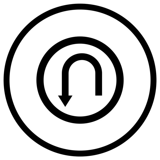 Ilustración del diseño del icono vectorial de giro en U