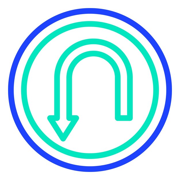 Ilustración del diseño del icono vectorial de giro en U
