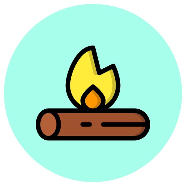 Ilustración del diseño del icono vectorial de la hoguera