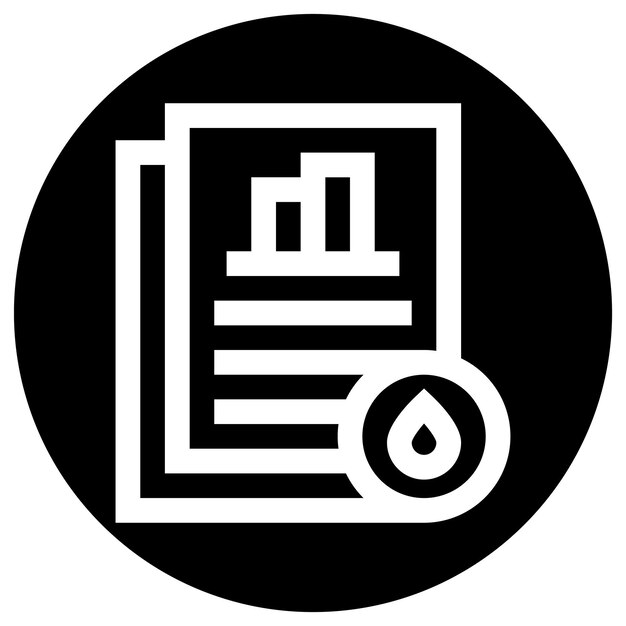 Ilustración del diseño del icono vectorial del informe analítico de aceite