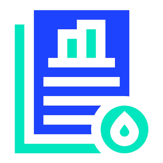Ilustración del diseño del icono vectorial del informe analítico de aceite