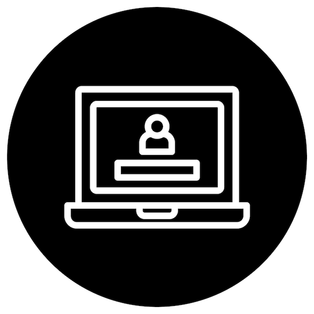Ilustración del diseño del icono vectorial de inicio de sesión de la computadora