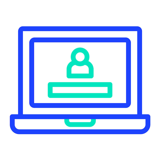 Ilustración del diseño del icono vectorial de inicio de sesión de la computadora