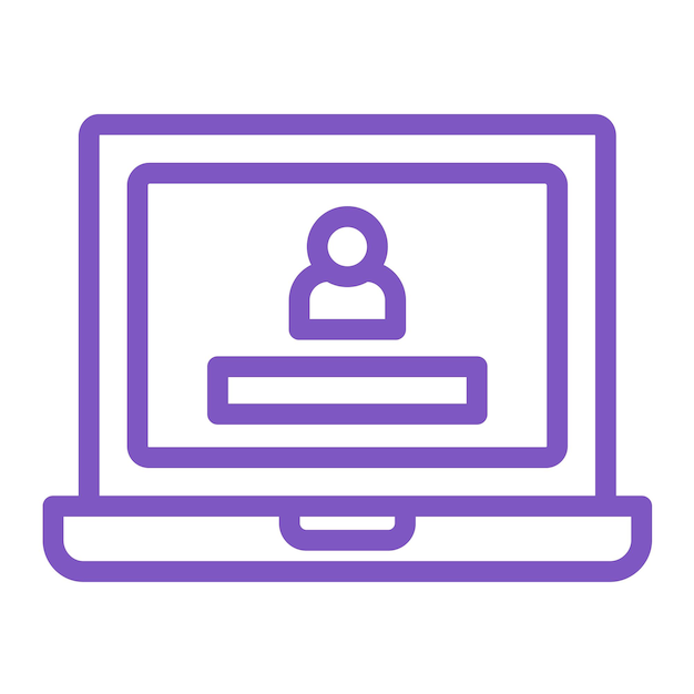 Ilustración del diseño del icono vectorial de inicio de sesión de la computadora