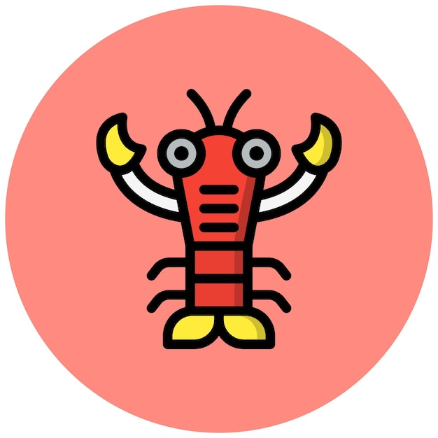 Ilustración del diseño del icono vectorial de la langosta