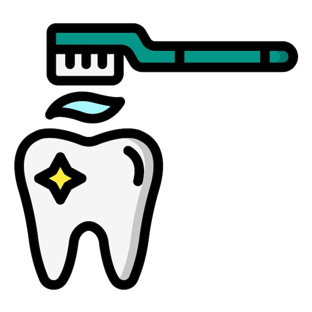Ilustración del diseño del icono vectorial de limpieza de dientes