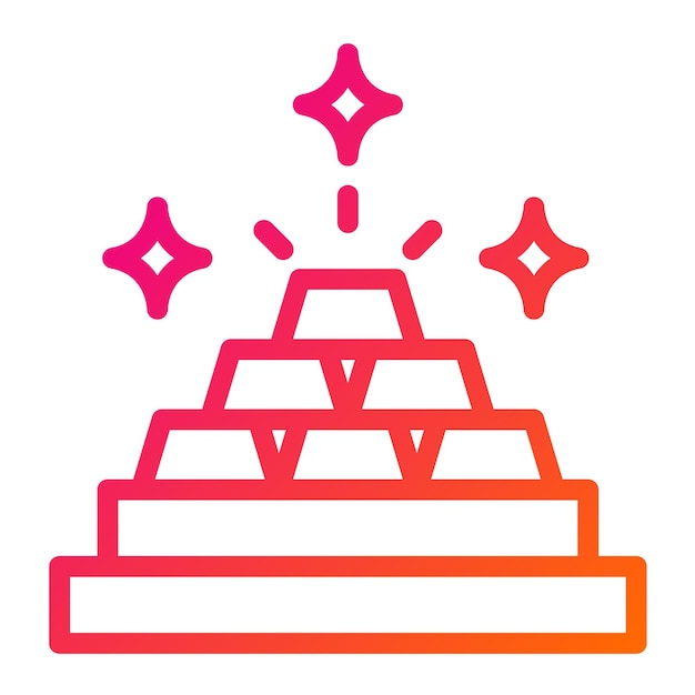 Ilustración del diseño del icono vectorial de lingotes de oro