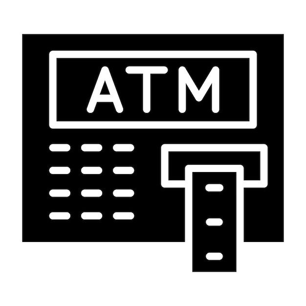 Ilustración del diseño del icono vectorial de la máquina de cajeros automáticos