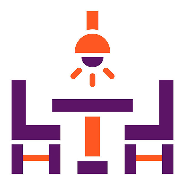 Ilustración del diseño del icono vectorial de la mesa de comedor