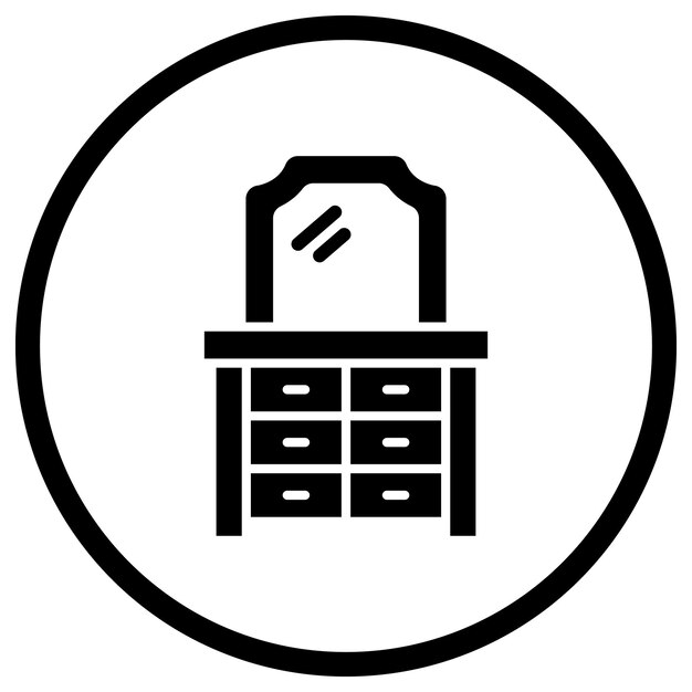 Ilustración del diseño del icono vectorial de la mesa de tocador