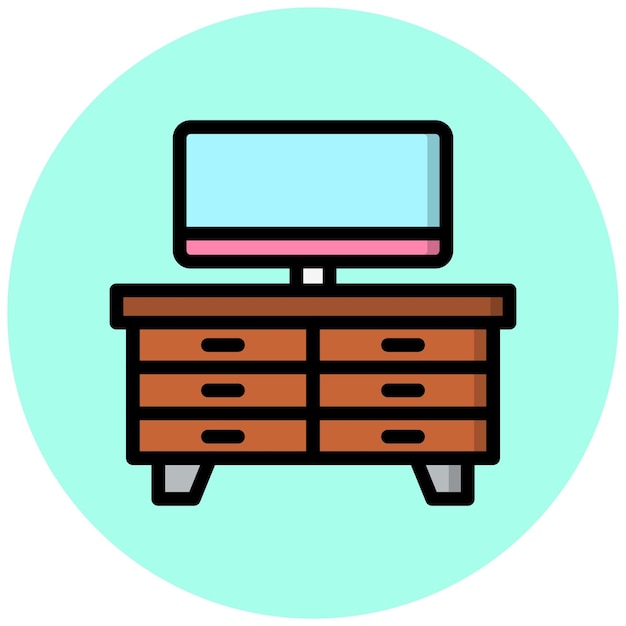 Ilustración del diseño del icono vectorial de la mesa Tv