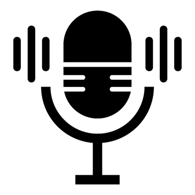 Ilustración del diseño del icono vectorial del micrófono