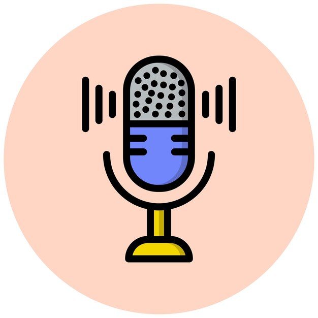 Ilustración del diseño del icono vectorial del micrófono