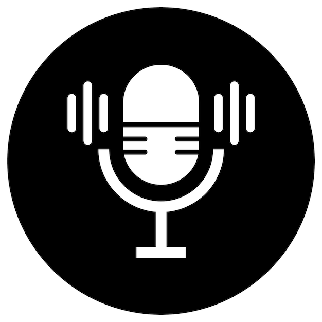Ilustración del diseño del icono vectorial del micrófono