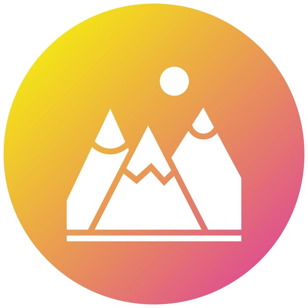 Ilustración del diseño del icono vectorial de la montaña