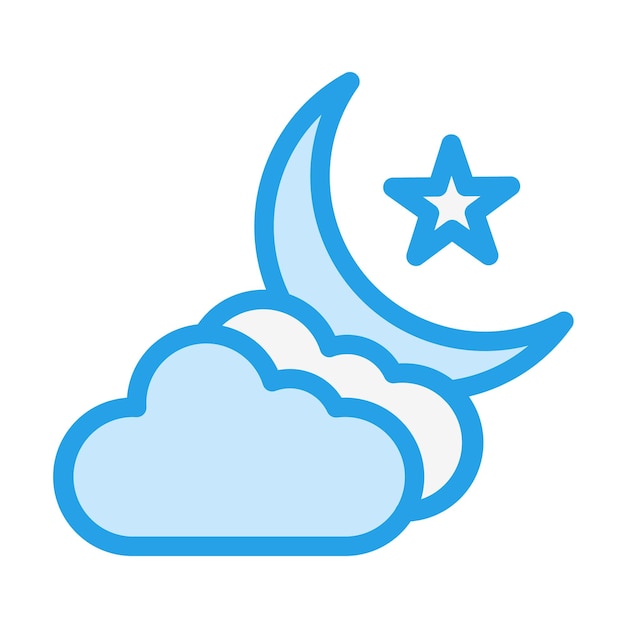 Ilustración del diseño del icono vectorial de nubes y luna