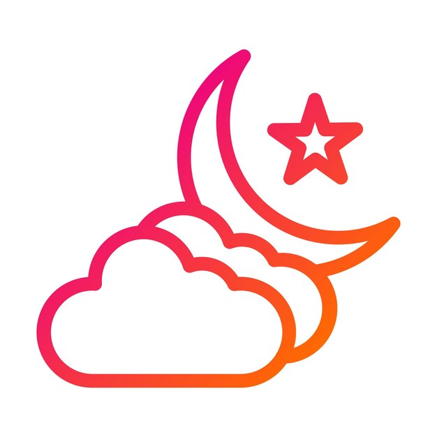 Ilustración del diseño del icono vectorial de nubes y luna