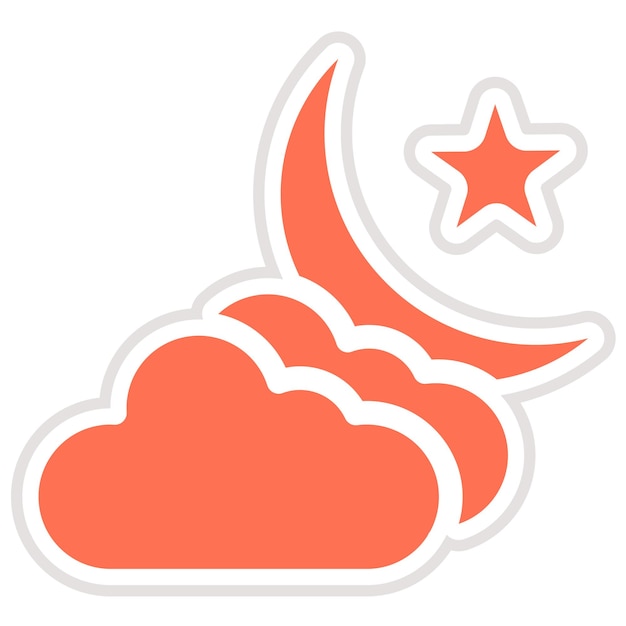 Ilustración del diseño del icono vectorial de nubes y luna